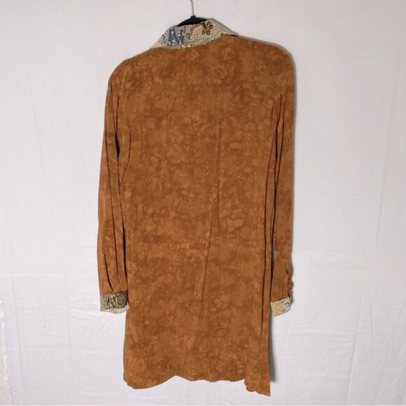 Vintage Nativewear Designs Burnt Orange Stone Wash Long Sleeve Button Up Top M - Picture 12 of 13